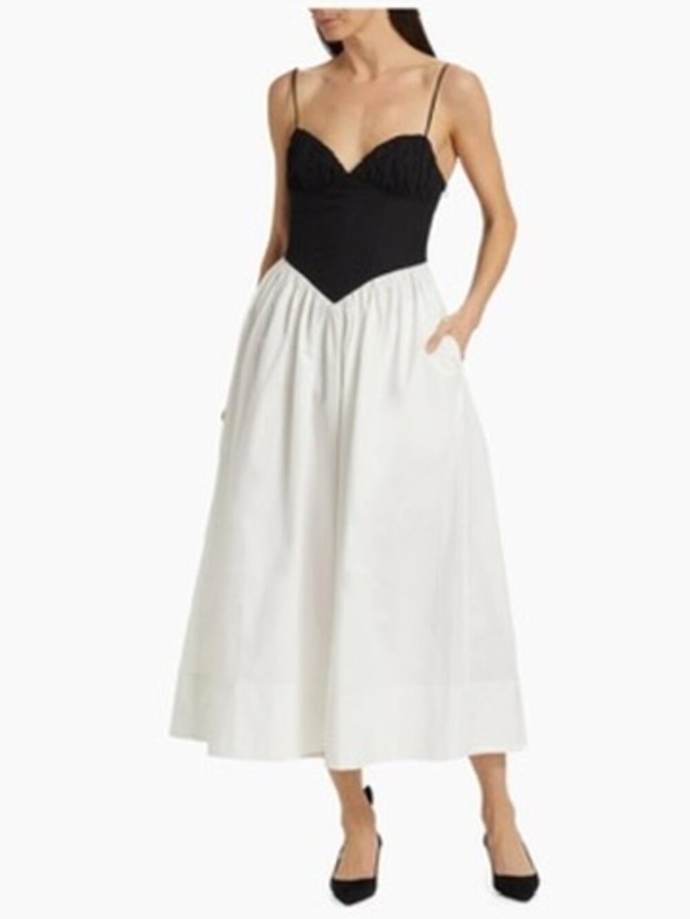 Ronny Kobo Carmine Fit & Flare Midi Dress | Black & White | Size M